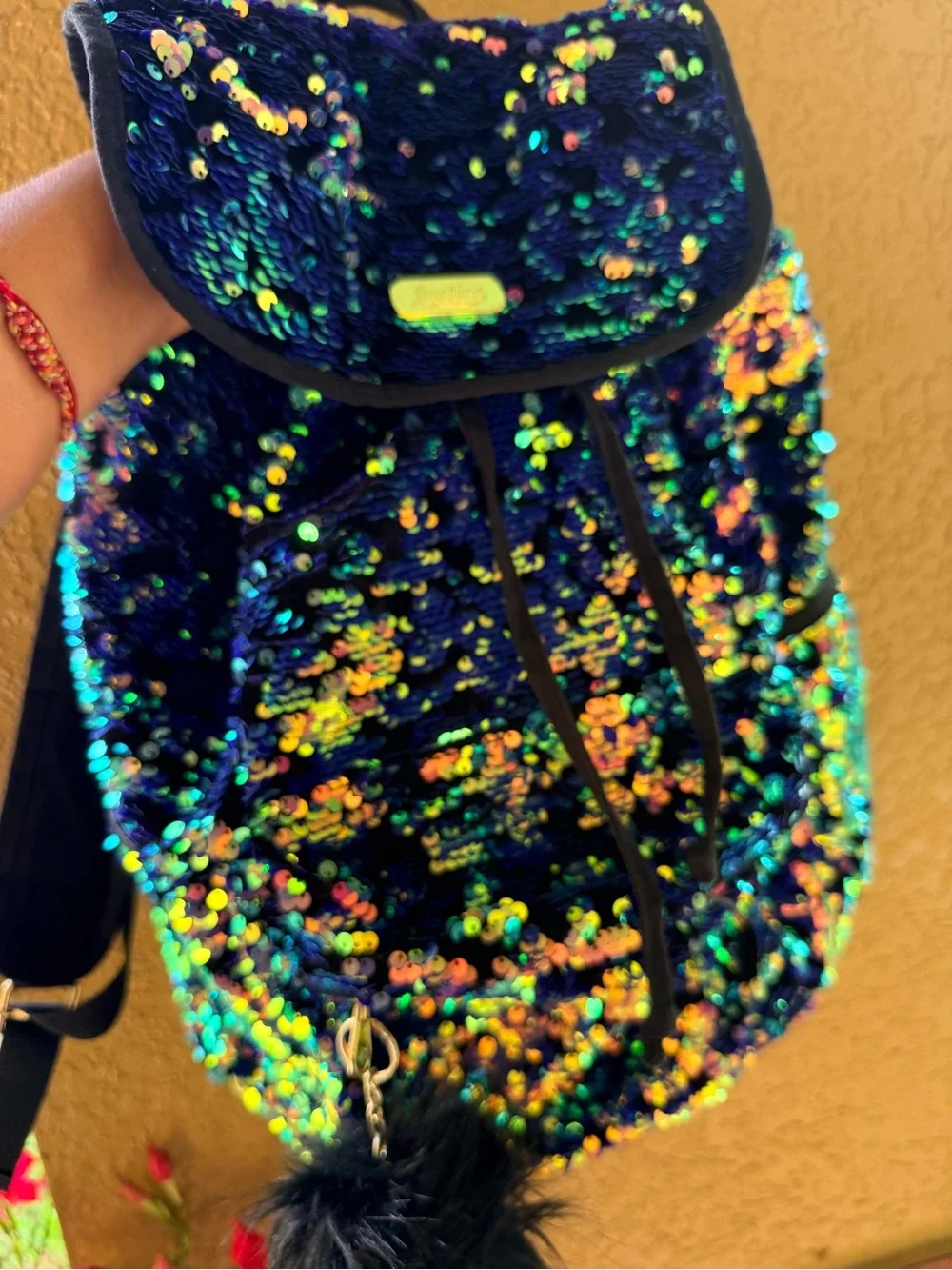 Justice Iridescent Sequin Backpack in Blue and Multicolor